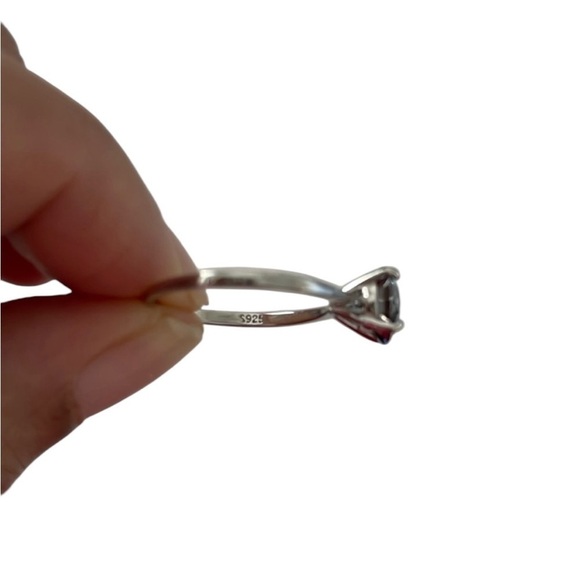 S925 2.5-3 Carat Gray Moissanite Round Lotus Petal 4 Prong Tulip Ring - Picture 9 of 9